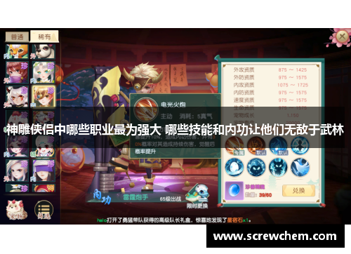神雕侠侣中哪些职业最为强大 哪些技能和内功让他们无敌于武林